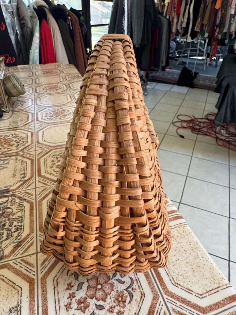 Vintage Woven Crescent Rattan Tote - Brown - Picture 2 of 3